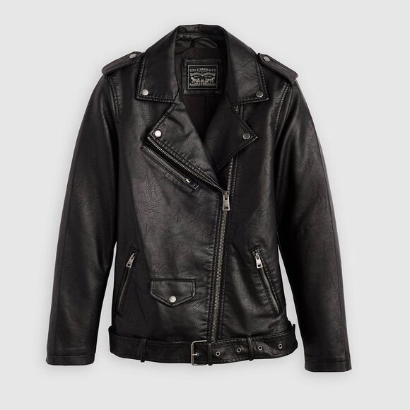 Levis Women’s Black Faux Leather Moto Jacket Medium - Picture 9 of 9